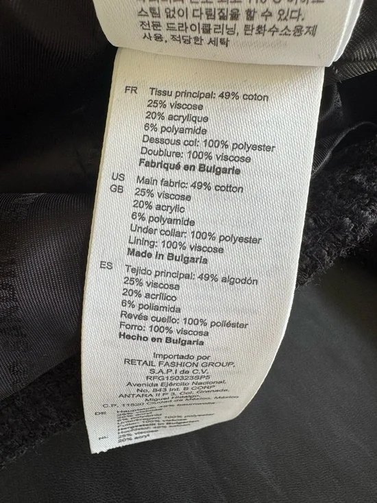 Sandro Cropped Tweed Blazer Black Sz 38 - Picture 6 of 13